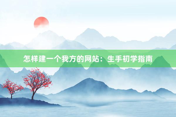 怎样建一个我方的网站：生手初学指南