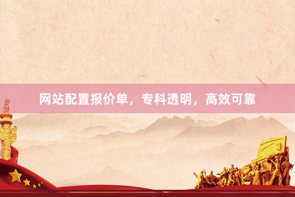 网站配置报价单，专科透明，高效可靠