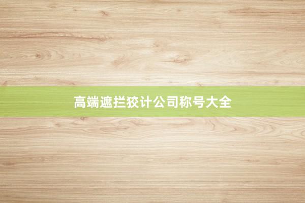 高端遮拦狡计公司称号大全